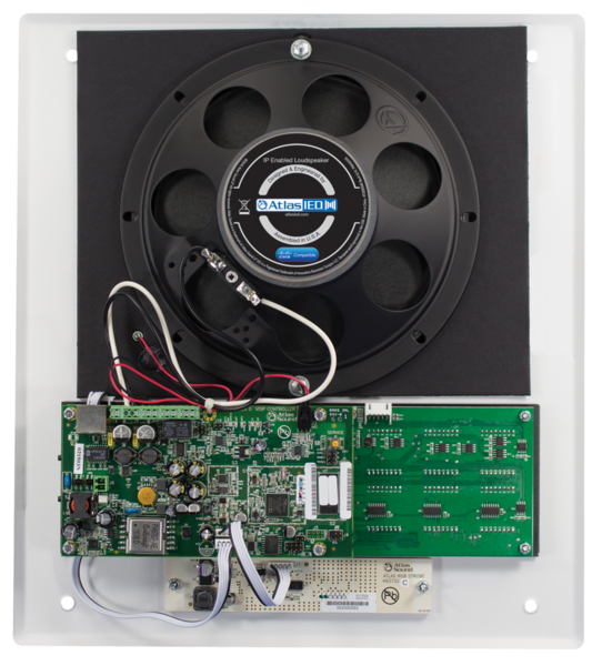 IP-8SCMF 8" IN-WALL/IN-CEILING POE+ IP LOUDSPEAKER SYSTEM WITH MICROPHONE, LED DISPLAY AND FLASHER